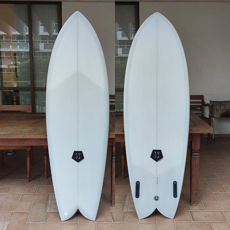 Twin fin fish surfboard
