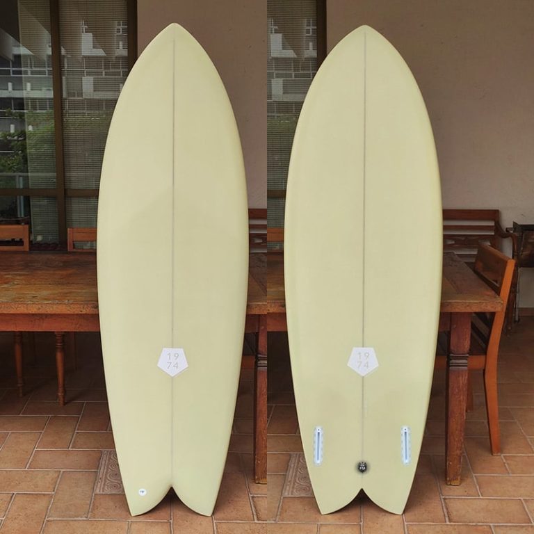 Twin fin fish surfboard