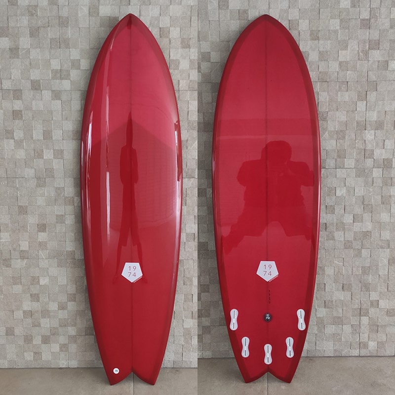 Resin tint fish mid length surfboard in california